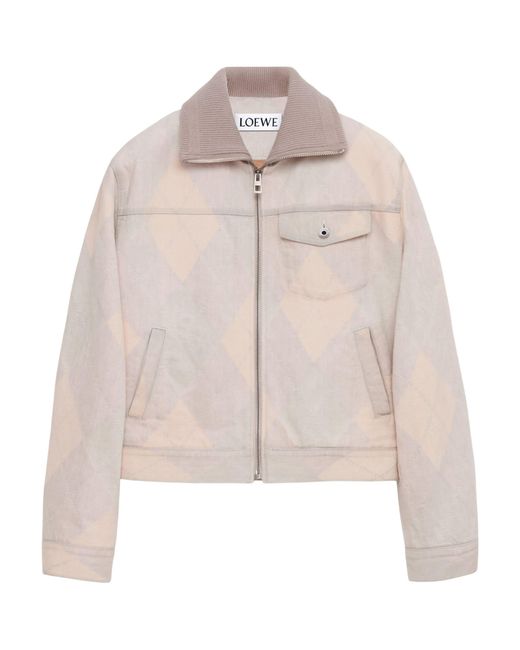Loewe Natural Argyle-Print Denim Jacket for men