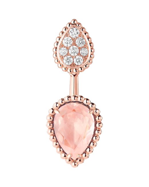 Boucheron Pink Rose, Diamond And Quartz Serpent Bohème Single Earring