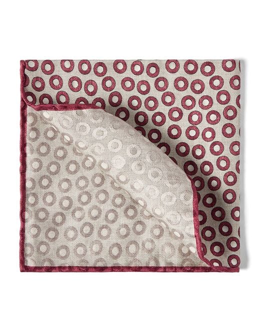 Brunello Cucinelli Pink Silk Polka-Dot Pocket Square for men