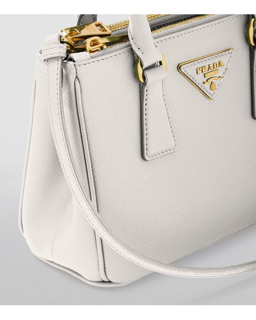 Prada Calfskin Galleria Saffiano Mini Bag in White