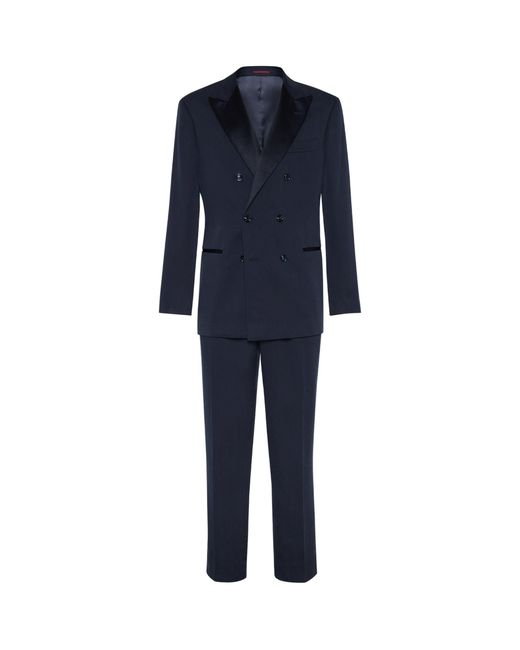 Brunello Cucinelli Blue Silk Twill Délavé Tuxedo for men