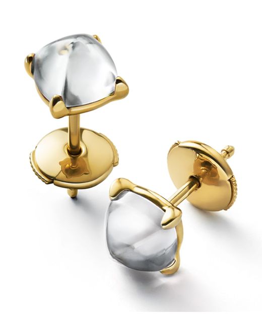 Baccarat Metallic Gold Vermeil And Crystal Médicis Mirror Stud Earrings