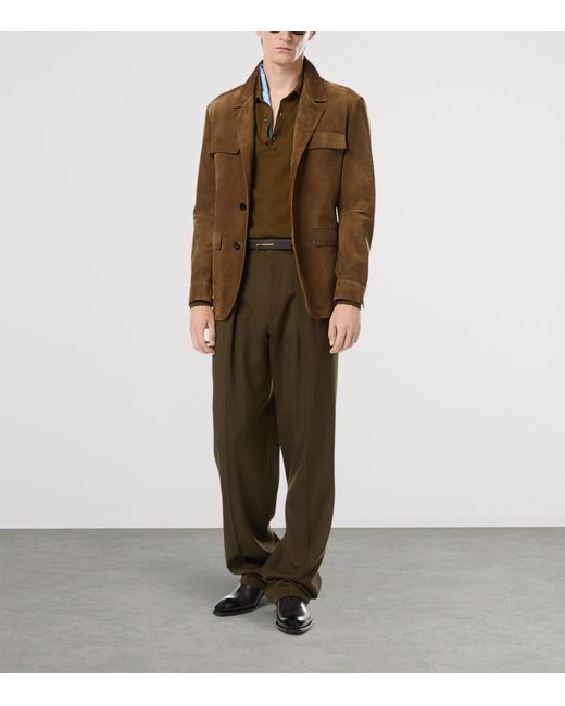 Tom Ford Green Silk-Cotton Polo Shirt for men