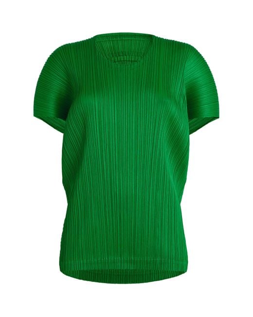 Pleats Please Issey Miyake Green Pleated Space Rock Top