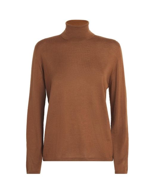 Johnstons Brown Superfine Cashmere Rollneck Sweater