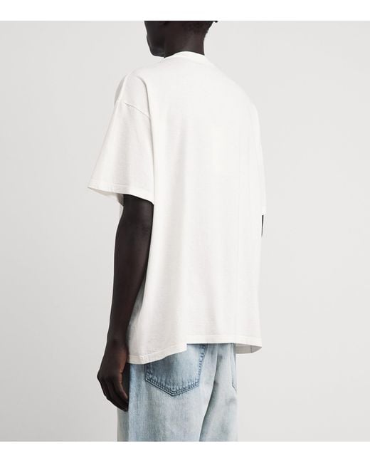 Maison Margiela White Cotton Embroidered Logo T-Shirt for men