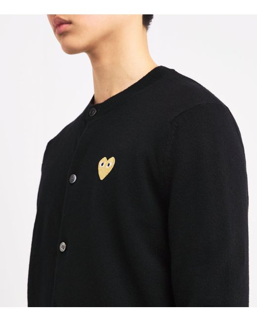 COMME DES GARÇONS PLAY Black Wool Heart Cardigan for men
