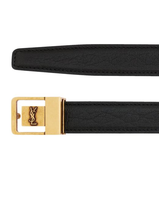 Saint Laurent White Leather Logo Belt