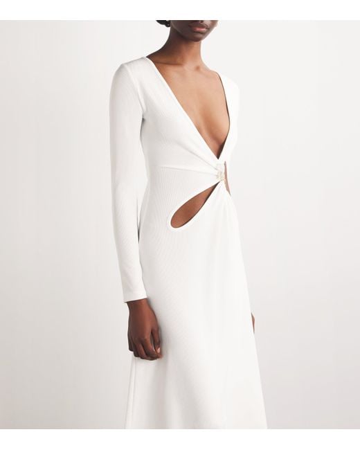 Christopher Esber White Asymmetric Arc Stone Midi Dress