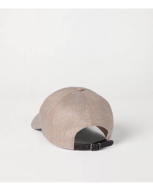 Brunello Cucinelli Gray Linen-Blend Baseball Cap