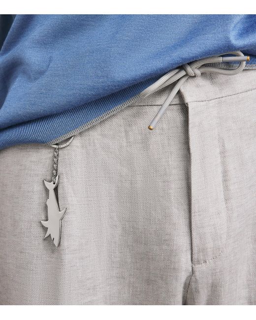 Paul & Shark Gray Linen Chino Trousers for men