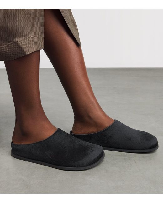 A.Emery Black Cow Hair Lou Clogs