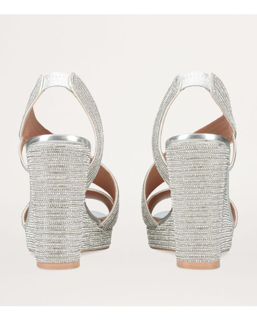 Carvela Kurt Geiger Metallic Crystal-embellished Gala Wedge Mule Sandals 110