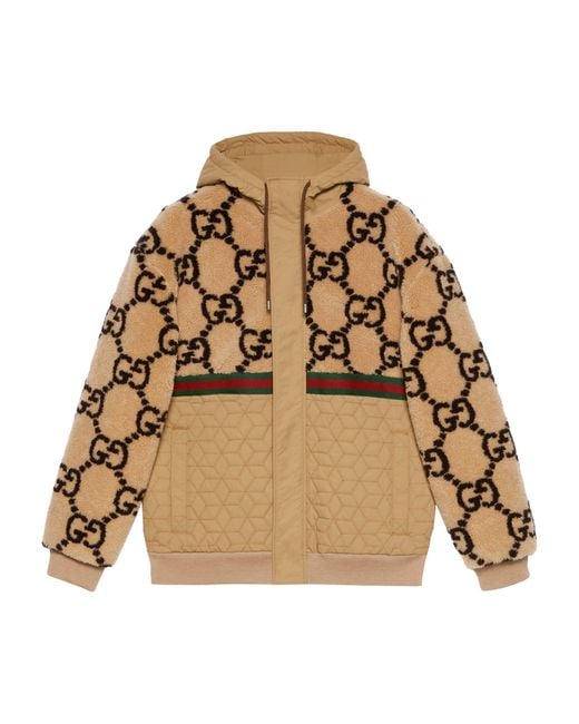 Gucci Natural Faux Fur Gg Jacquard Jacket for men