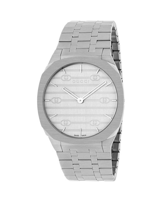 Gucci Gray Stainless Steel 25h Watch 38mm