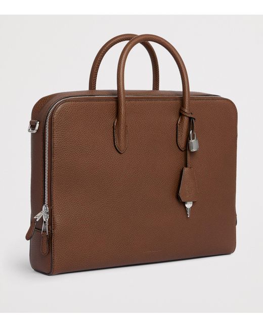 Dunhill Brown Leather Bourdon 38 Briefcase for men
