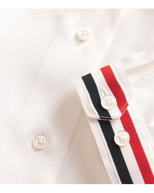 Thom Browne White Silk Bow-Collar Blouse