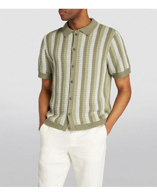 Vince Green Striped Crochet Shirt for men