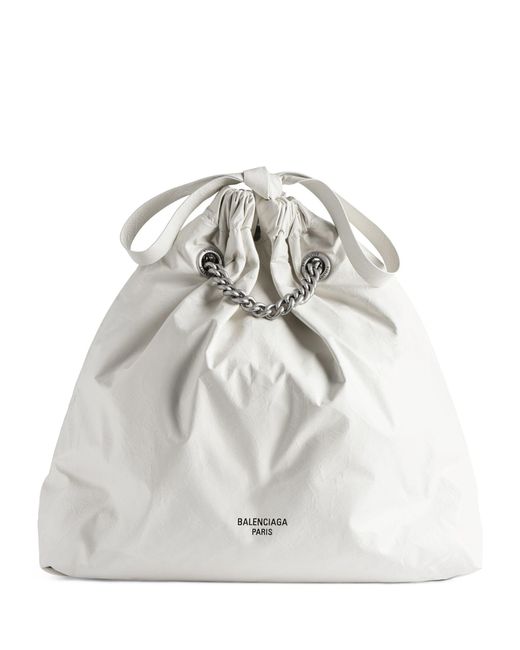 Balenciaga White Medium Crush Tote Bag