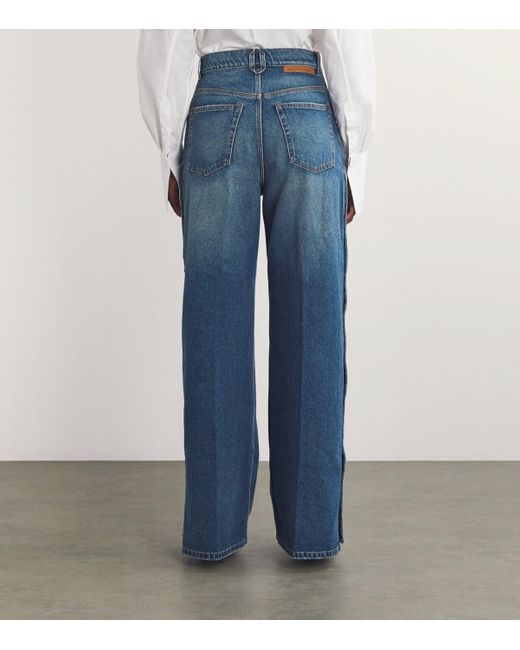 Stella McCartney Blue Studded Wide-Leg Jeans