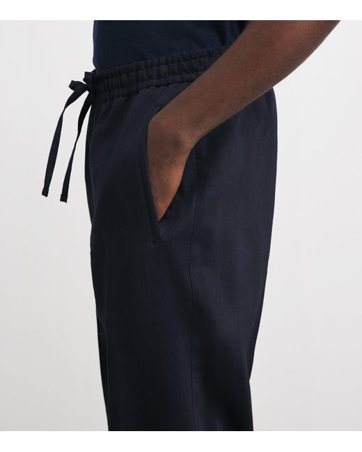 Corneliani Blue Linen-Virgin Wool-Mohair Drawstring Trousers for men