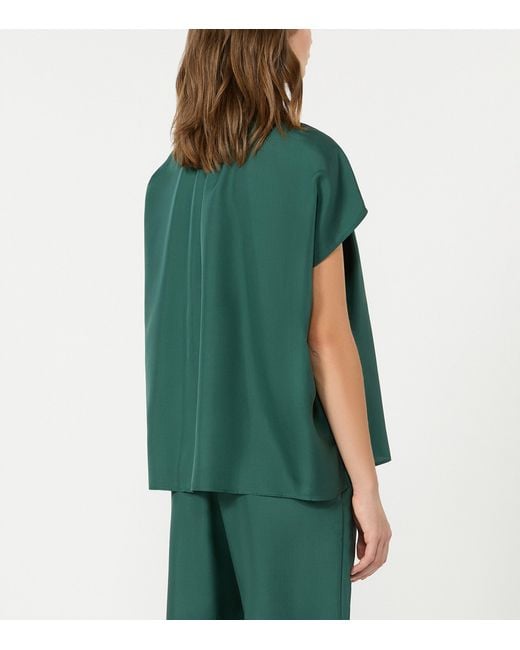 Weekend by Maxmara Green Silk Gathered Shirt