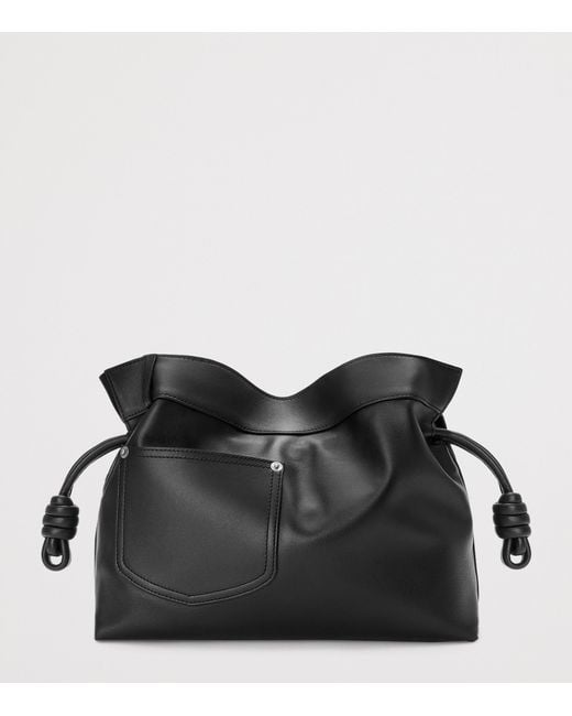 Loewe Black Leather Jean-Detail Flamenco Clutch Bag