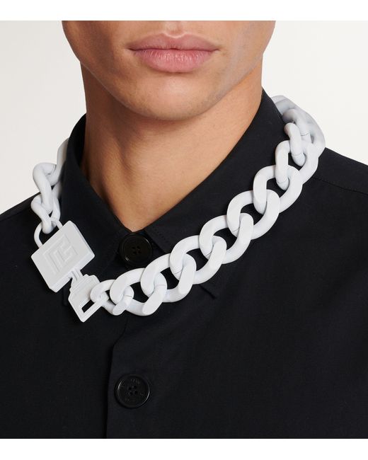 Balmain White Main Lab Key&lock Necklace for men