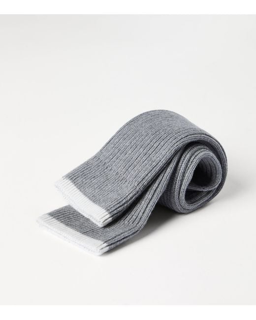 Brunello Cucinelli Gray Cotton Ribbed Socks for men