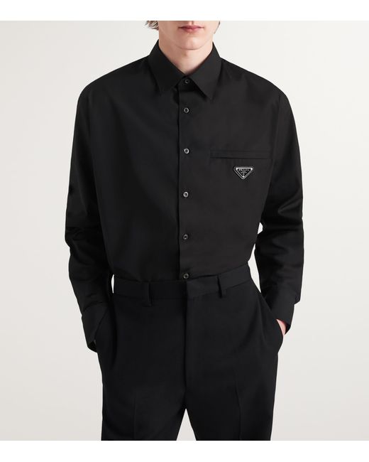 Prada Black Classic-Collar Oversized-Fit Cotton Shirt for men