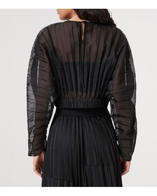 AllSaints Black Pleated Micaela Top