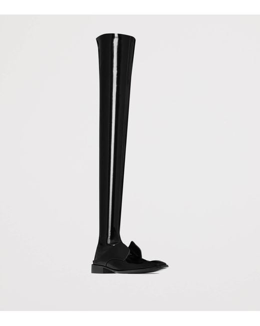Saint Laurent Black Vinyl Romeo Over-The-Knee Boots for men