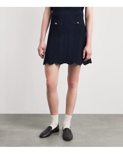 Sandro Blue Knitted Mini Skirt