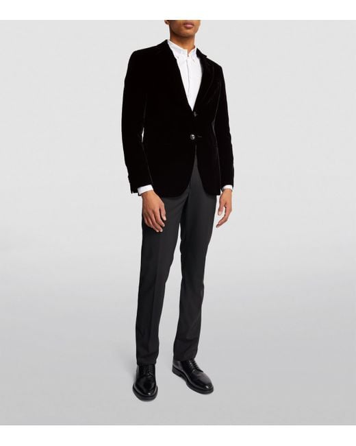 Giorgio Armani Black Stretch-Velvet Icon George Blazer for men