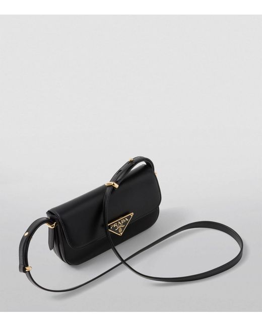 Prada Black Leather Emblème Shoulder Bag