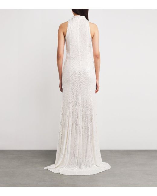 Jenny Packham White Silk Sequinned Benue Gown