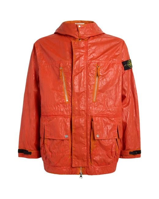 Stone Island Orange Slick Nylon Tela Jacket for men