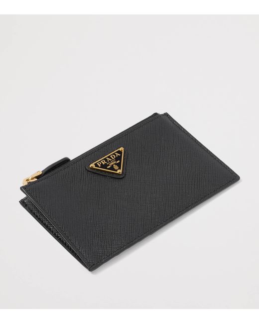 Prada Black Saffiano Leather Zip Card Holder