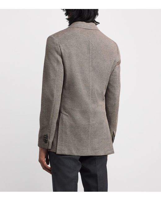 Brioni Gray Silk-Wool Single-Breasted Blazer for men