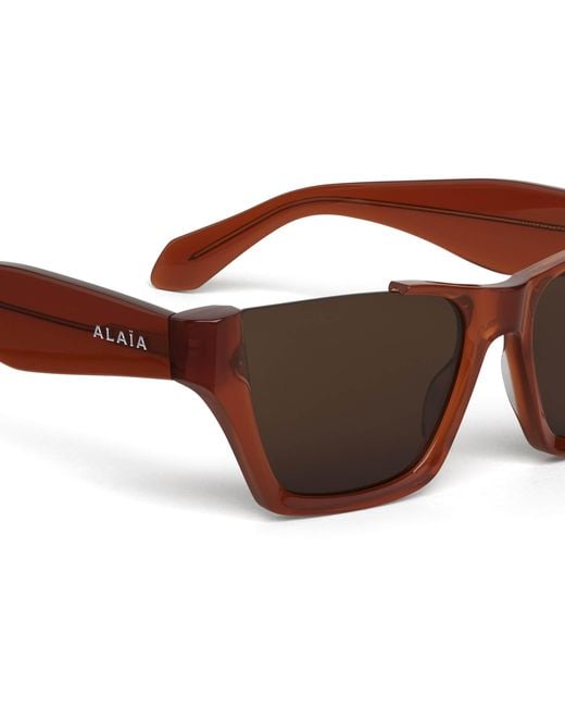 Alaïa Brown Acetate Square Sunglasses