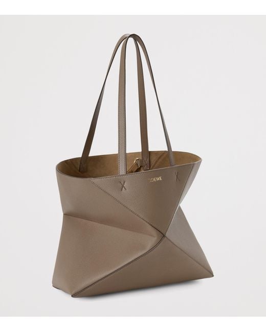 Loewe Brown Medium Leather Puzzle Fold Tote Bag