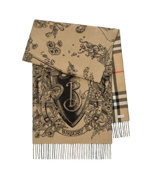 Burberry Metallic Cashmere Reversible Etched Knight Scarf