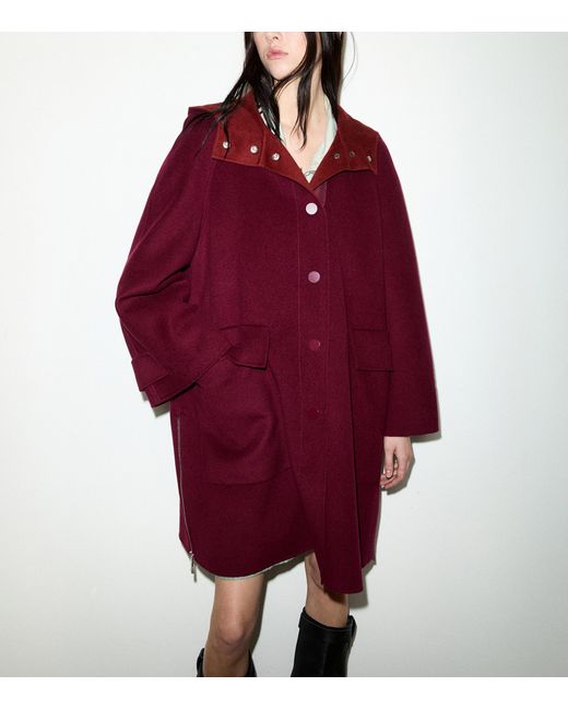 MAX&Co. Red Wool Hooded Coat