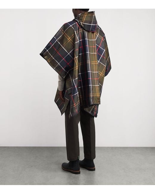 Barbour Black Tartan Showerproof Poncho for men