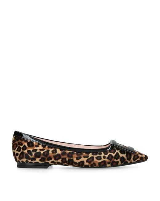 Roger Vivier Brown Calf Hair Gommettine Ballet Flats
