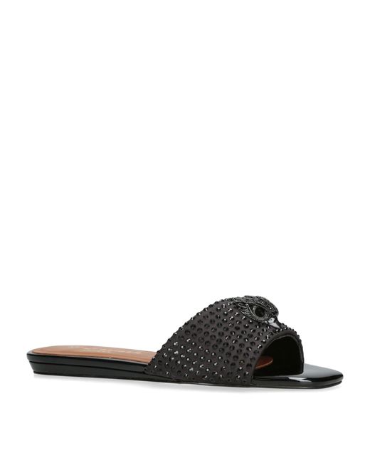 Kurt Geiger Crystal-embellished Kensington Slides in Black | Lyst