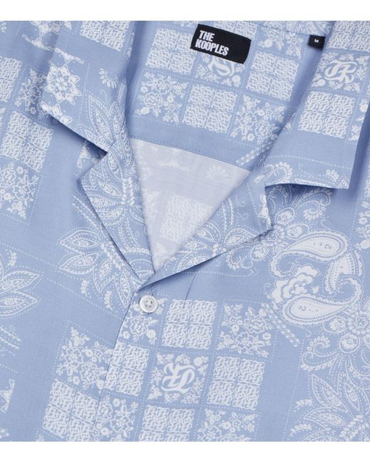 The Kooples Blue Patterned Short-sleeve Shirt for men