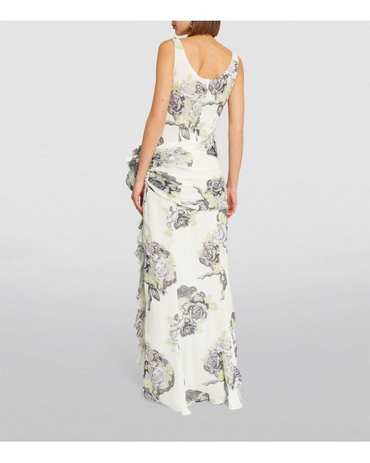 Alessandra Rich Metallic Silk Floral Maxi Dress