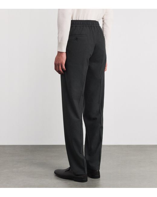 Isaia Black Wool-Blend Pleated Trousers for men