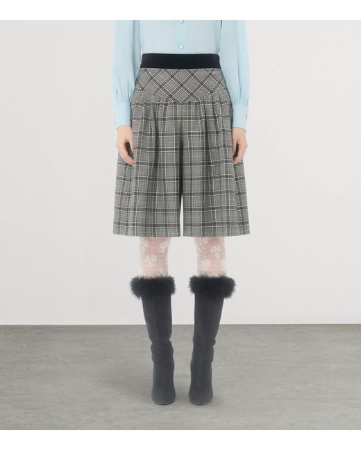 Valentino Gray Virgin Wool Check Shorts